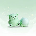 Handmade Bear Lip Balm in a cute bear-shaped container with a glossy mint green finish.