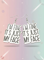 Earrings with humorous text on a colorful card