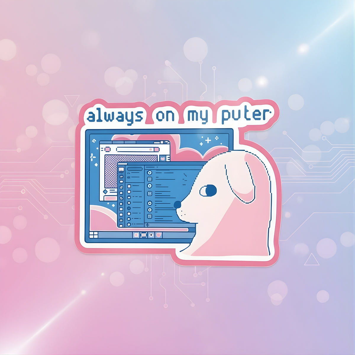 Pixel Dog Sticker Die Cut Glossy Vinyl Laptop Decor