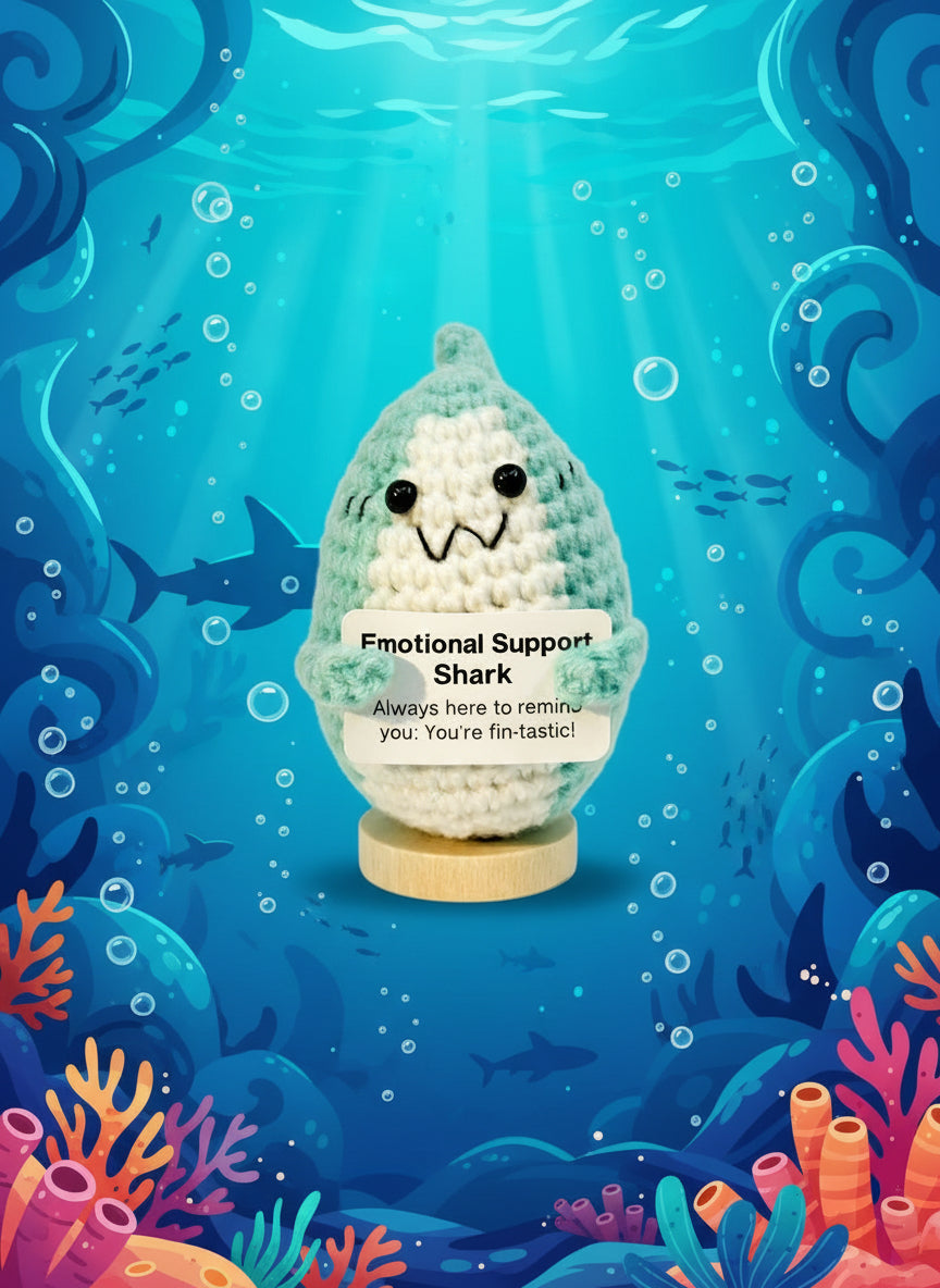 Emotional Support Shark by Craft-N-Crumble with motivational message in an underwater scene.