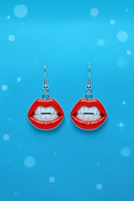 Red Lips Bite Earrings – Vampire Candy Dangle Halloween Jewelry