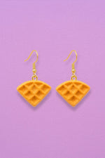 Waffle Earrings – Mini Breakfast Dangle Jewelry for Food Lovers