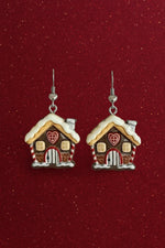 Gingerbread House Dangle Earrings: Whimsical Christmas Jewelry