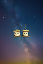 Kawaii S'mores Stud Earrings Multicolor Gold Tone Metal Unisex