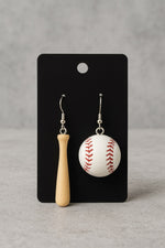 Baseball and Bat Earrings