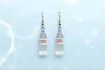 Mini water bottle earrings featuring playful charms, perfect novelty dangle earrings gift for her.