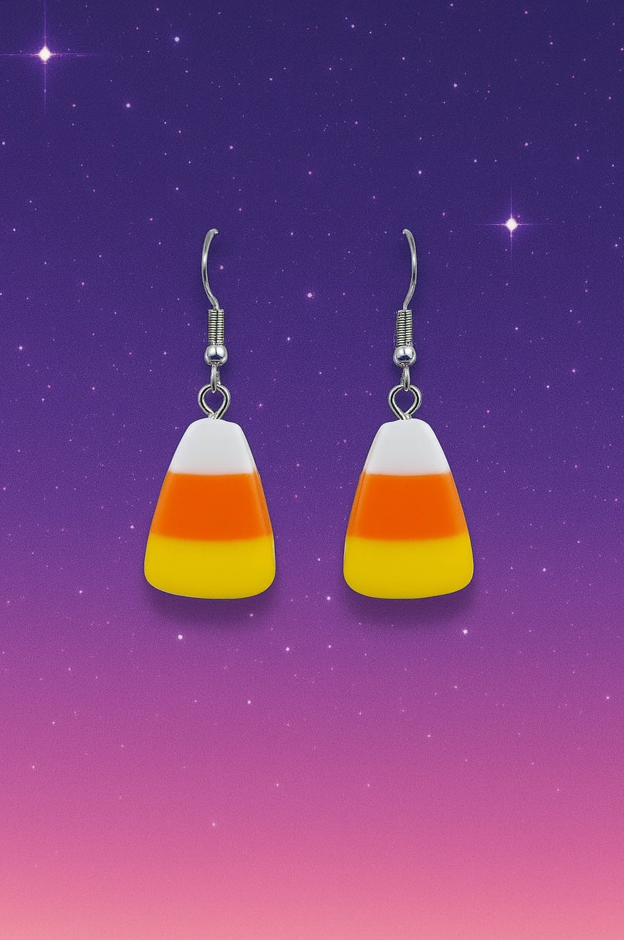 Medium Candy Corn Earrings – Halloween Candy Dangle Jewelry