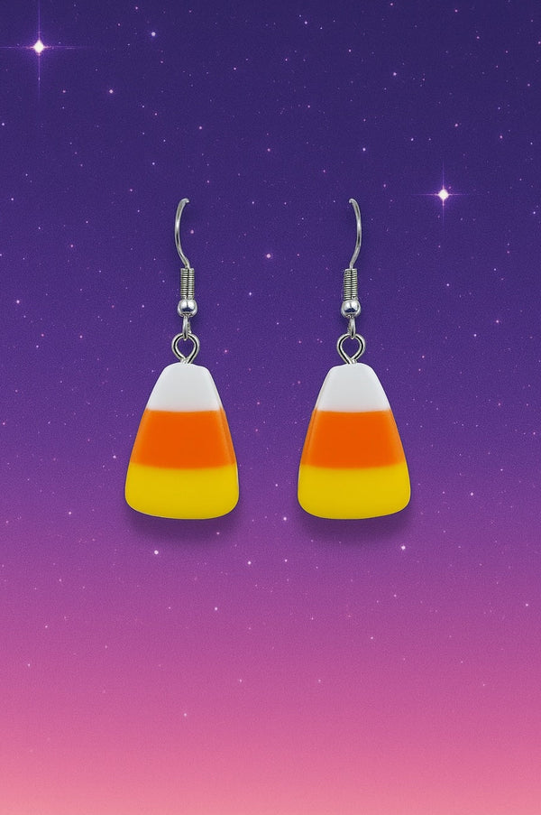 Medium Candy Corn Earrings – Halloween Candy Dangle Jewelry