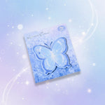 Kawaii butterfly sticky notes in pastel blue, perfect for planners and journals.