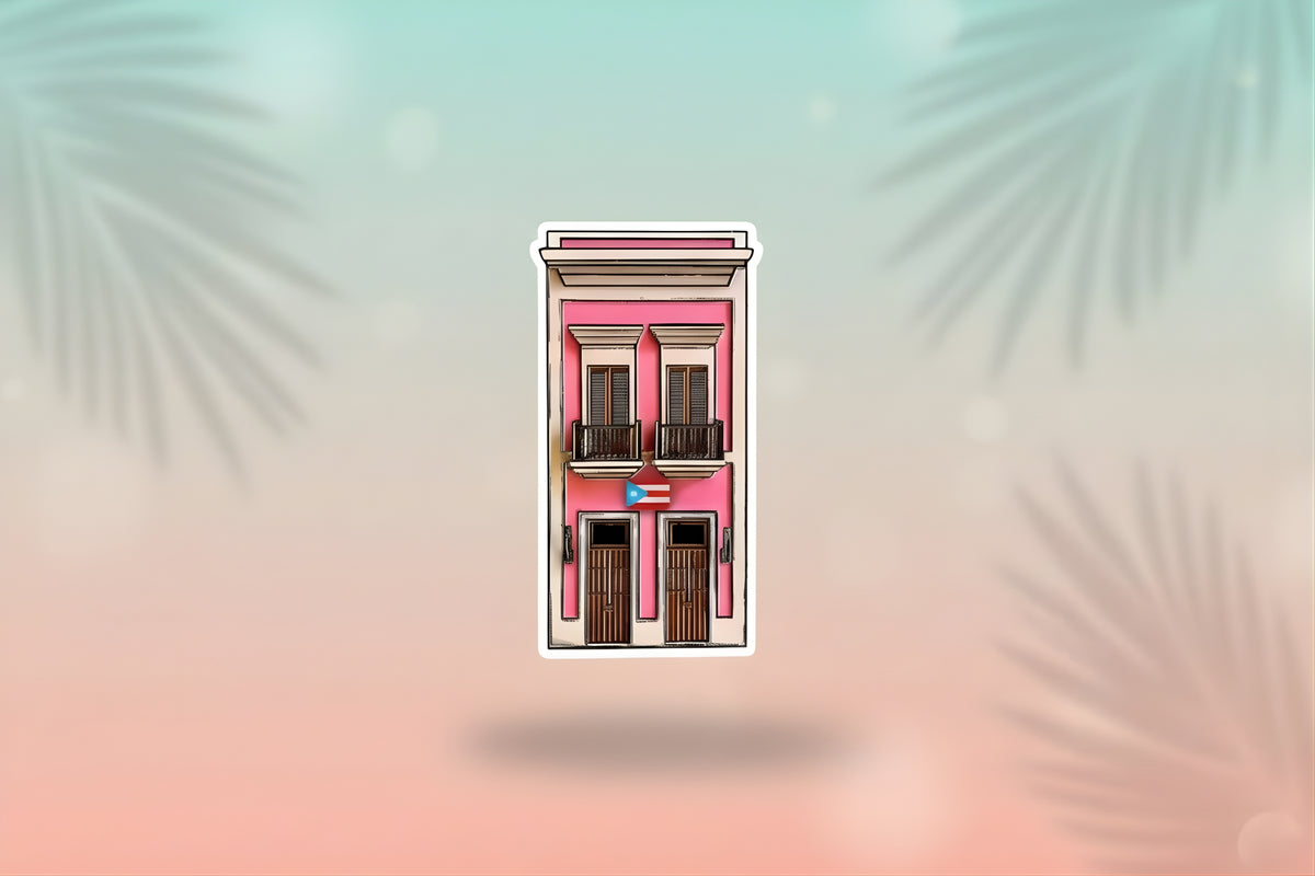 Puerto Rico Casita Viejo San Juan Sticker featuring a colorful building design.