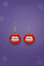 Red Lips Bite Earrings – Vampire Candy Dangle Halloween Jewelry