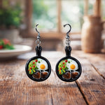 Womens Mini Breakfast Stud Earrings Gold Tone Metal