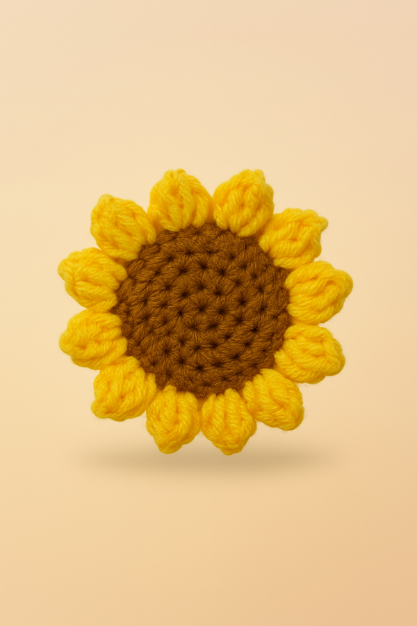 Handmade Sunflower Magnet – Realistic Flower Fridge Decor with bright yellow petals and a brown center.