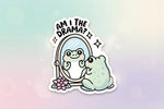 Funny frog sticker featuring a frog looking in a mirror asking "Am I The Drama?" with a cute design and strong adhesive.