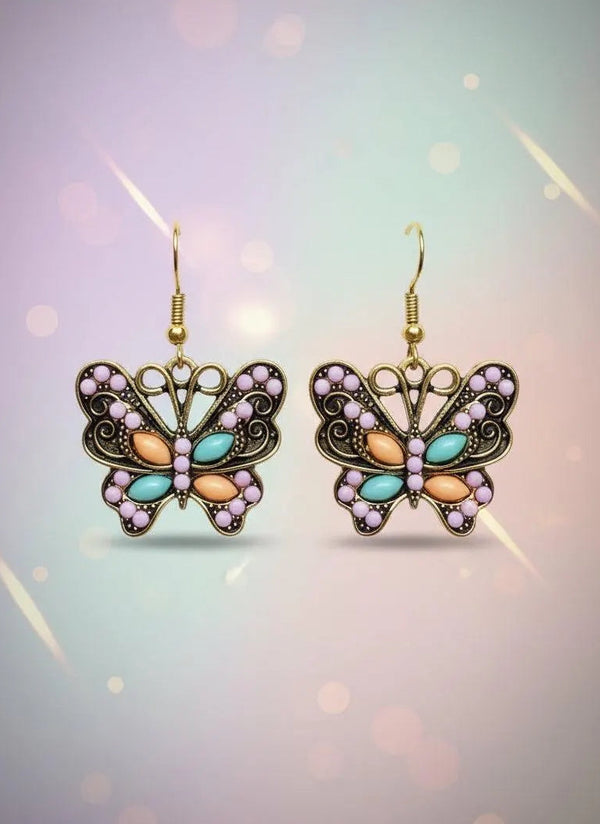 Vintage Butterfly Earrings – Retro Butterfly Dangle Jewelry Gift