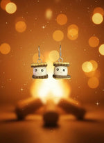 Kawaii S'mores Stud Earrings Multicolor Gold Tone Metal Unisex