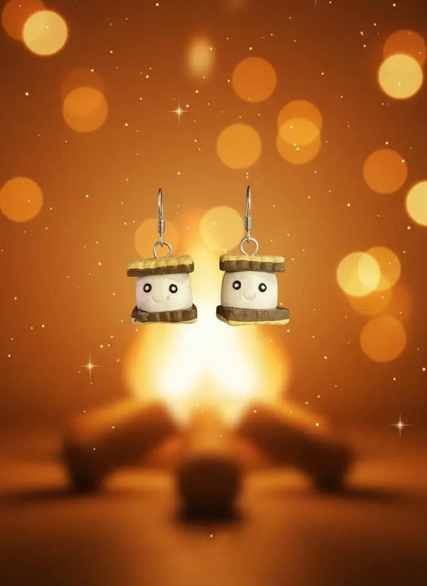 Kawaii S'mores Stud Earrings Multicolor Gold Tone Metal Unisex