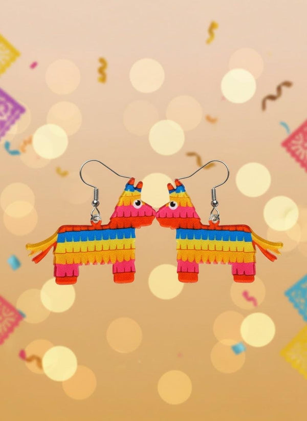 Dangle Piñata Earrings Multicolor Acrylic Beads Womens
