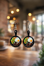 Womens Mini Breakfast Stud Earrings Gold Tone Metal