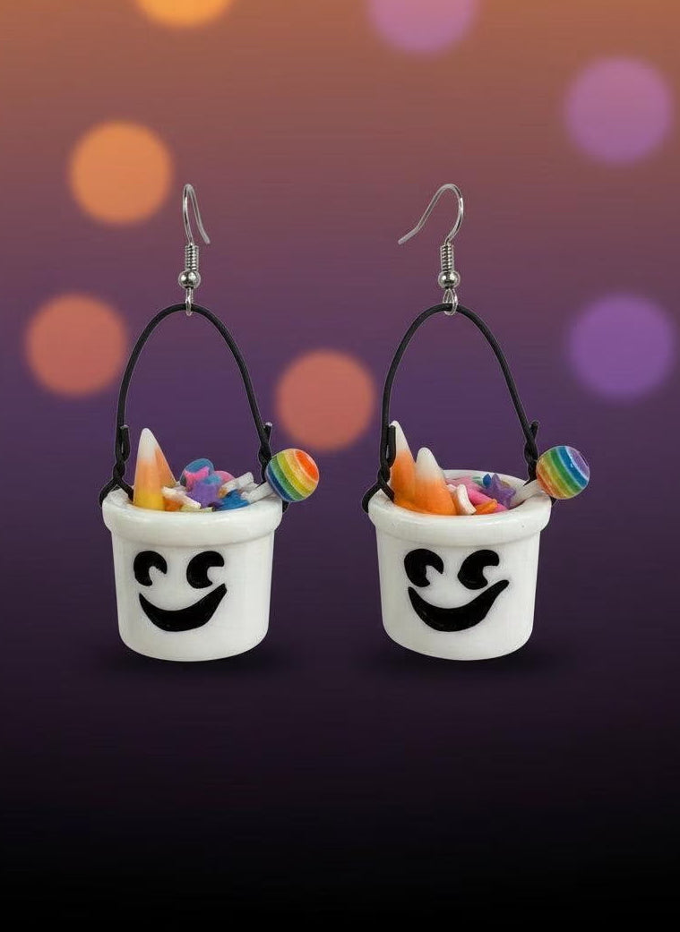Boo Buckets Earrings – Halloween Candy Bucket Dangle Jewelry