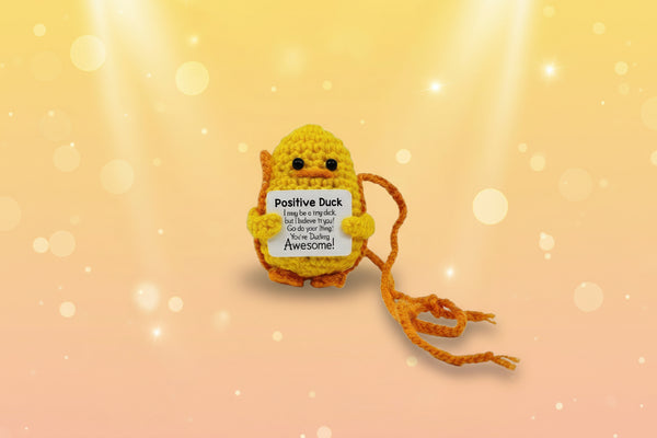 Emotional Support Hanging Duck by Craft-N-Crumble™, a handmade crochet plush promoting positivity and joy.