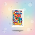 90s retro cartoon vinyl sticker featuring Rainbow Punch from Kool-Aid with colorful designs and playful vibes.