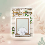Kawaii puppy dog scrapbooking ephemera featuring a cute puppy design and a blank memo space for creative projects.