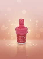 FANTYCHIC Gloss Lip Shine clear sparkle lip gloss in a stylish pink rabbit tube with sparkling background.