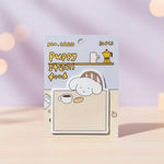 Puppy sticky notes featuring kawaii design with a cute puppy and food illustration, ideal for planners and memos.