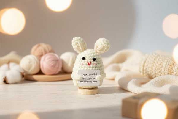Emotional Support Rabbit by Craft-N-Crumble™, a handmade crochet plush for comfort and encouragement.