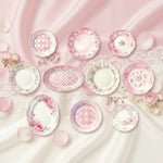 Ceramic plate sticky notes set featuring 10pcs of round pastel memo pads with floral patterns and vibrant designs.