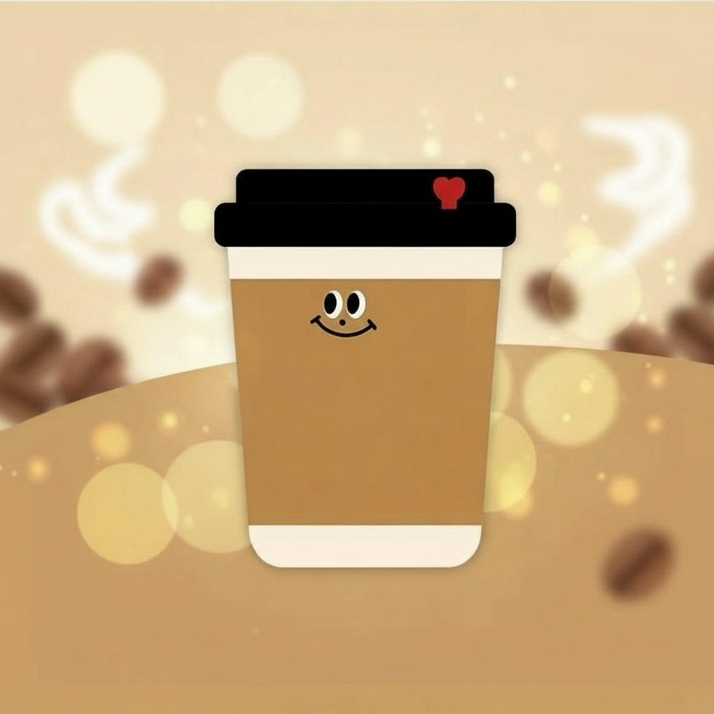 Cute coffee cup sticky notes with a smiling face, perfect for reminders and to-dos.