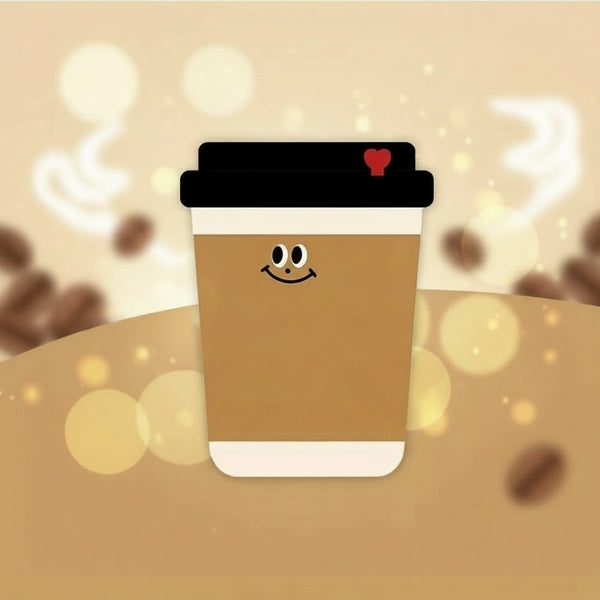 Cute coffee cup sticky notes with a smiling face, perfect for reminders and to-dos.