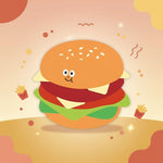 Hamburger sticky notes in a cute design featuring an adorable hamburger character surrounded by fries.