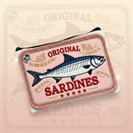 Pink sardines coin purse featuring a retro sardine can design, compact and stylish mini wallet for everyday essentials.