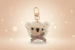 Brown Teddy Bear Plush Keychain With Bow Unisex Accessory