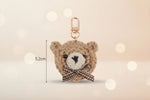 Brown Teddy Bear Plush Keychain With Bow Unisex Accessory