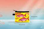 Vintage sardine coin purse featuring a retro sardine can design with yellow label and zipper closure.