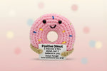 Emotional support donut by Craft-N-Crumble® is a cute pink crochet ornament with a positive message.
