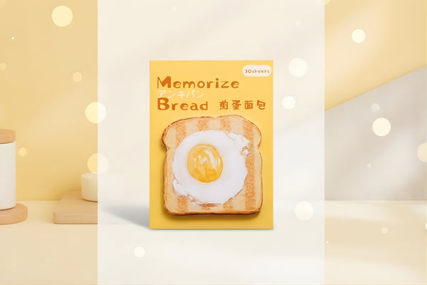 Bread pattern scrapbooking ephemera | Toast Tear-Off Mini Memo Pad Set on a background of soft colors.