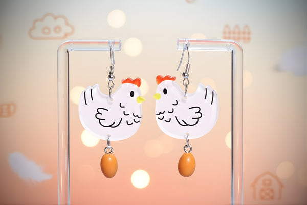 Women's Dangle Earrings Acrylic Resin Chicken Egg Pattern