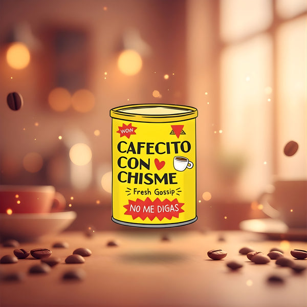 Vinyl Matte Sticker Cafe Inspired Fresh Gossip Cartoon Coffee Can Design