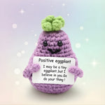 Crochet Eggplant Doll Desk Buddy With Stand Included