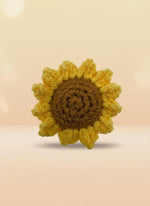 Handmade Sunflower Magnet – Realistic Flower Fridge Decor featuring layered yellow petals and textured brown center.