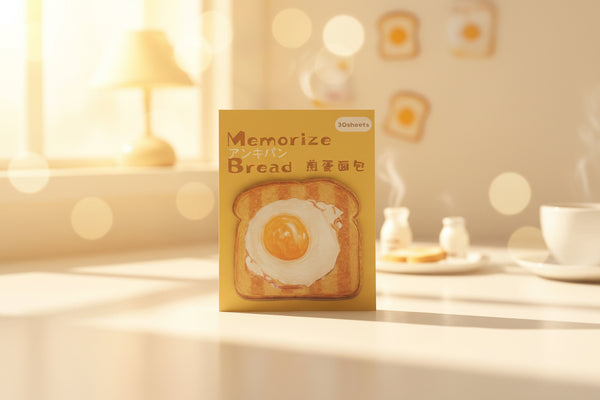 Pack of 'Memorize Bread' with a toast design on a blurred background