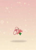 Pink keychain with a flower on a pink background with 'Sweetie' text
