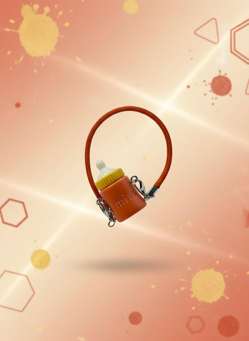 Red hair clip with a clear plastic bag on a gray background