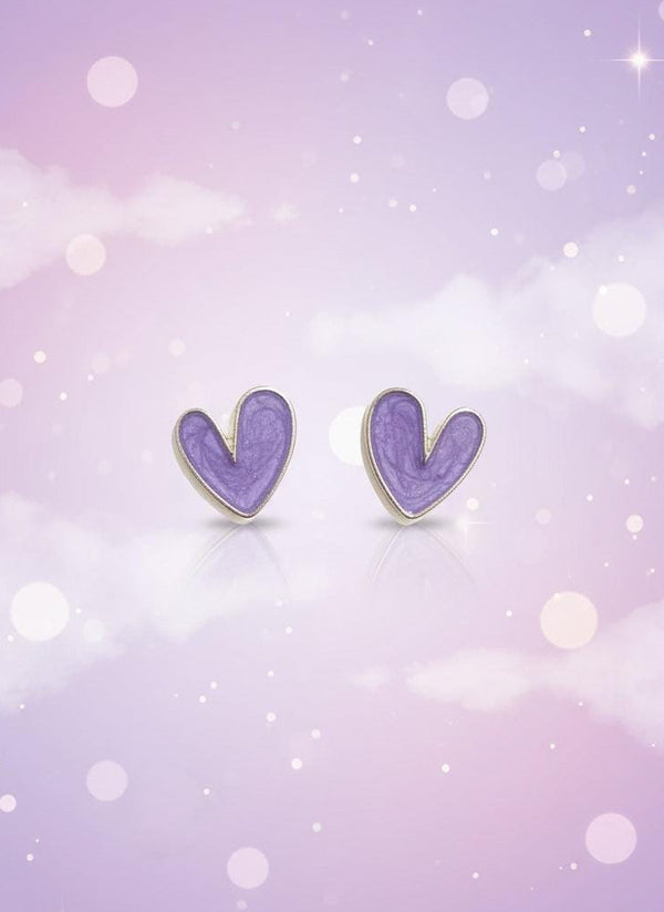 Purple Heart-shaped earrings studs
