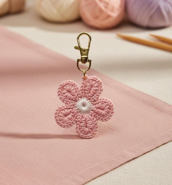 pink daisy flower keychain