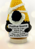 Emotional Support Gnome by Craft-N-Crumble™, a cheerful crochet plush holding a supportive sign.